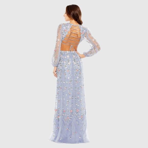 MAC DUGGAL  Long Sleeve Embellished Cut Out A-Line Gown - Picture 4 of 13